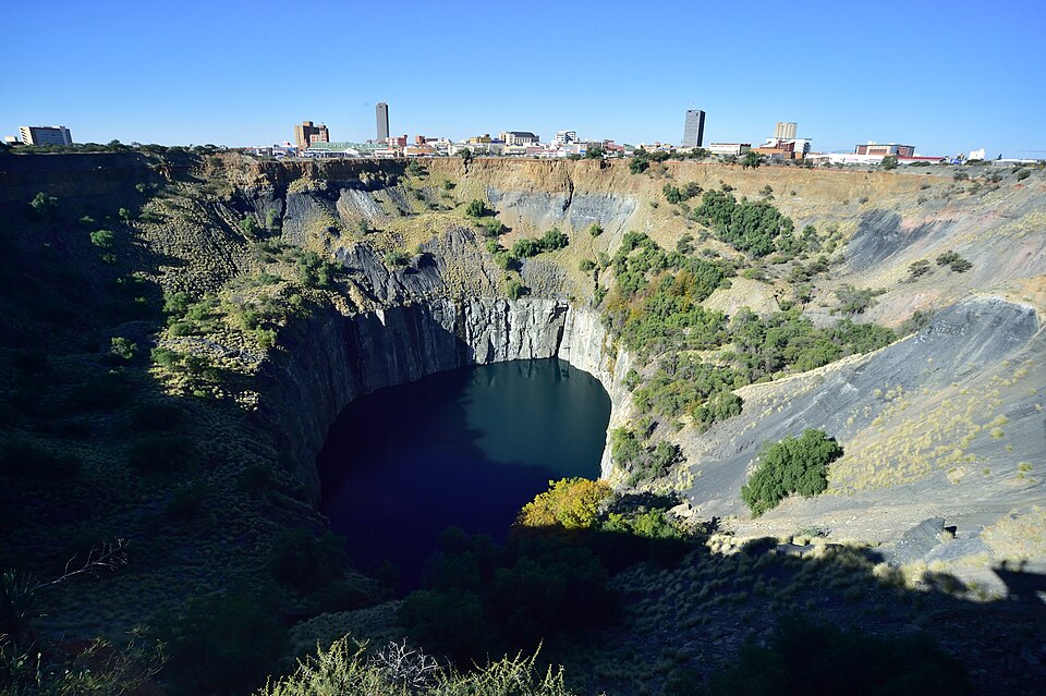 The Big Hole in Kimberley, a vast open mine pit dug by hand during the 1870s diamond rush