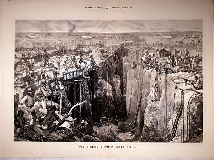A 19th-century engraving of the diamond diggings at Kimberley